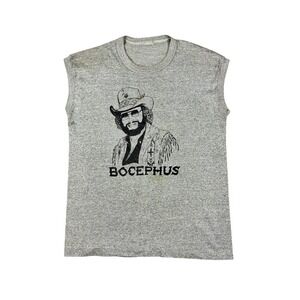 Vtg 1983 Hank Williams Jr Honky Tonkin' Muscle Tee Men's S Bocephus Gray USA